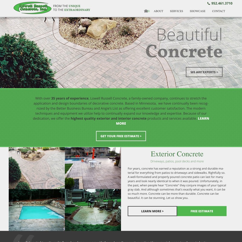 Front page of Staincrete Decorative Concrete's website