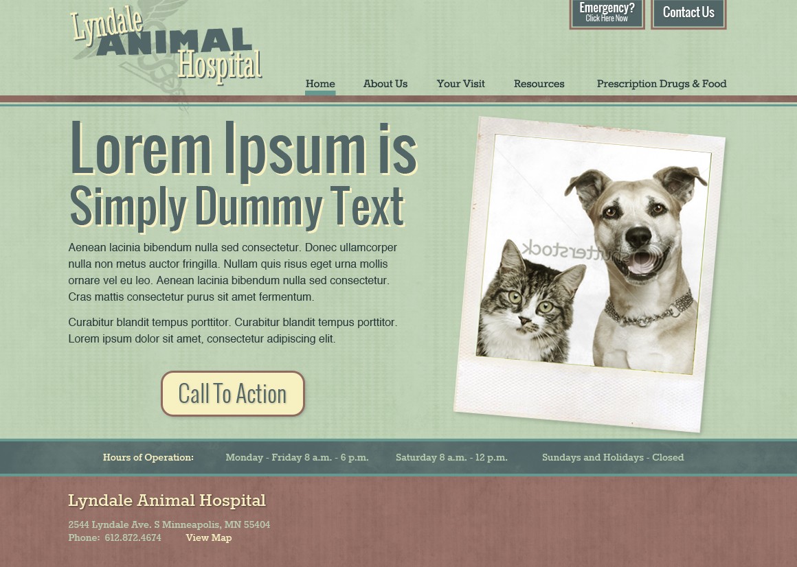 Front page of Lyndale Animal Hospital's website