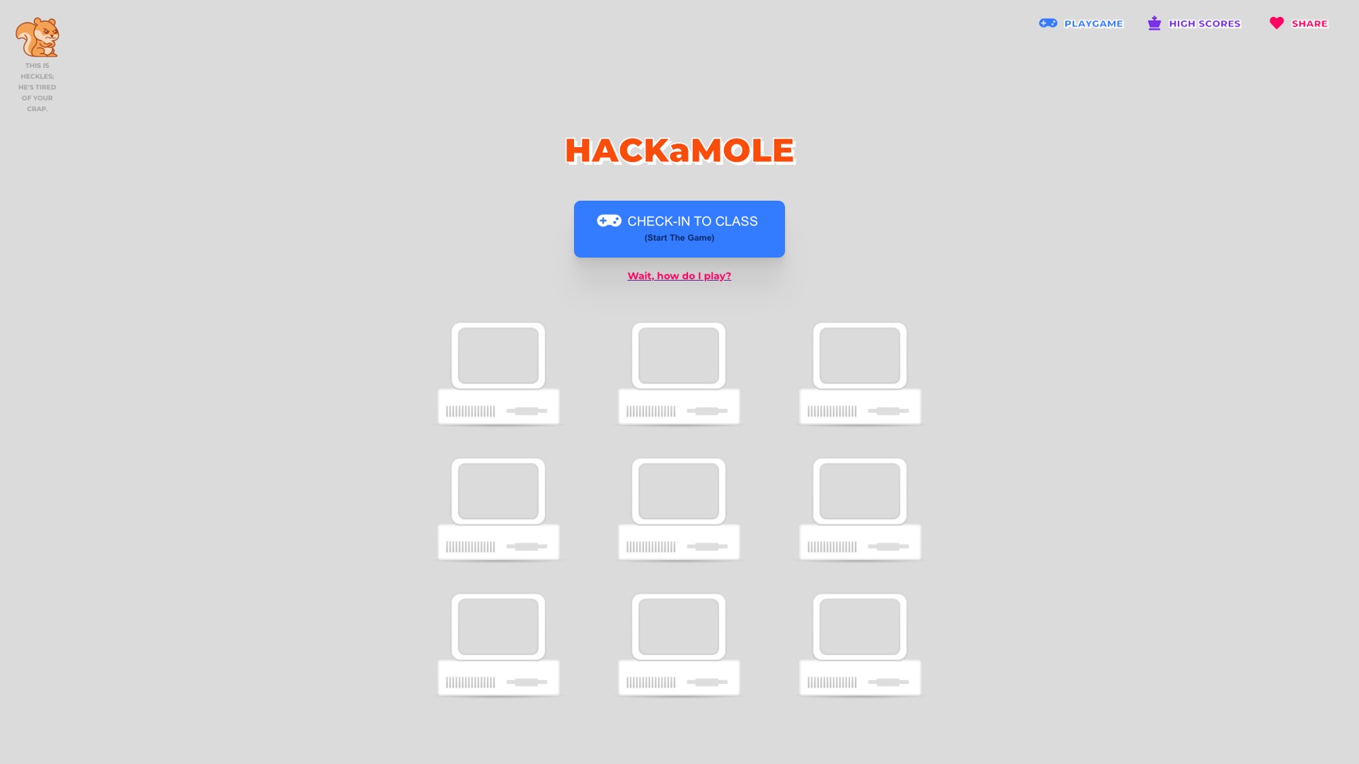 Front page of HackaMole's website